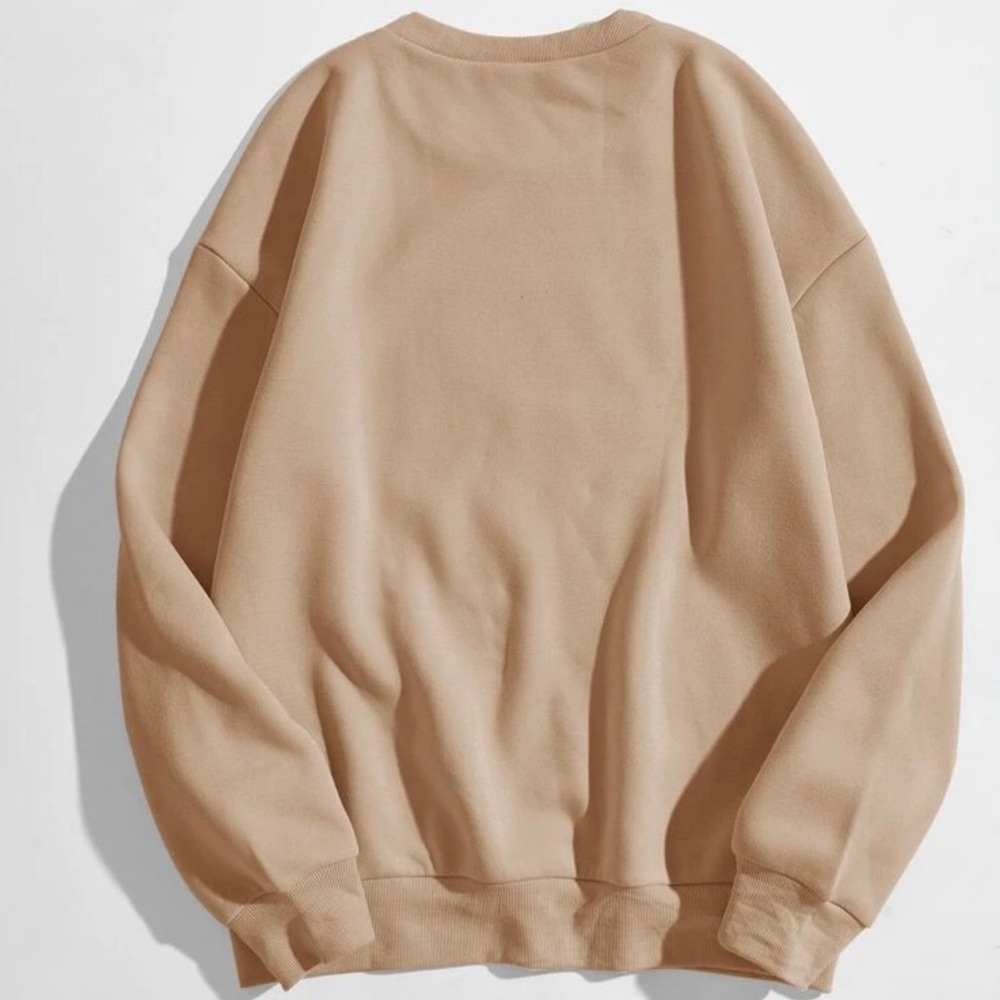 NEW| SHEIN Women’s Plus Size Drop Shoulder Khaki Long Sleeve Comfy Sweatshirt - Picture 2 of 5